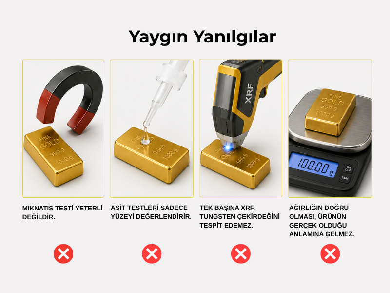 Sahte altında 4 yaygın yanılgı: mıknatıs testi, asit testi, tek başına XRF ve tartı güvenilir değil