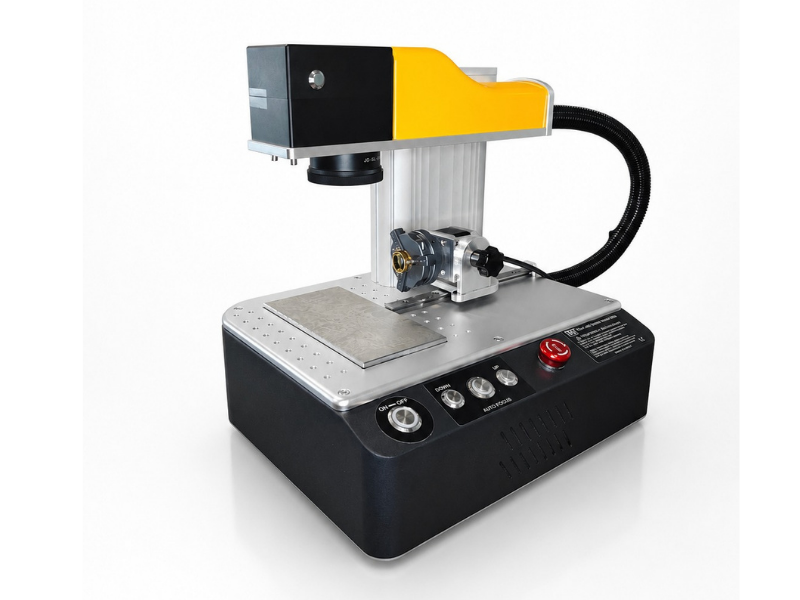 NRT Mini Fiber Lazer Markalama Makinesi – sarı kompakt model