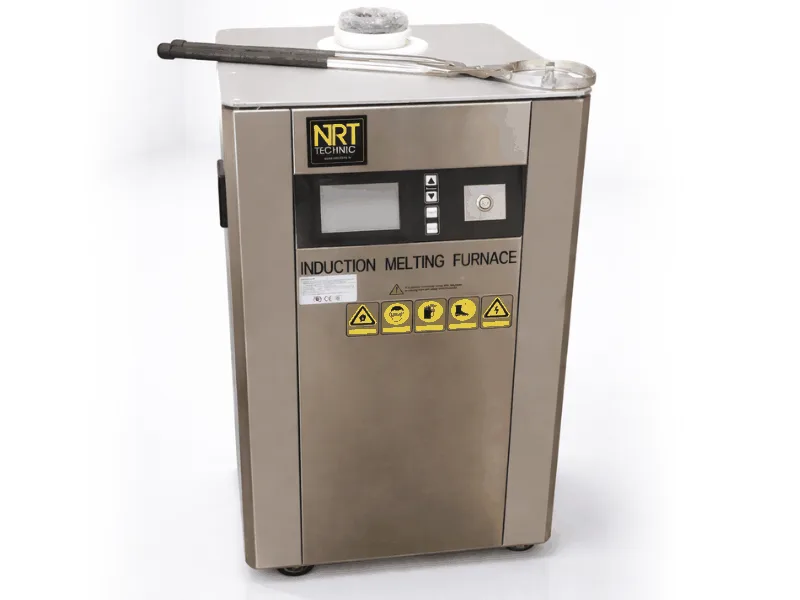 NRT büyük indüksiyon eritme ocağı – 5 kg kapasite, 380V trifaze besleme