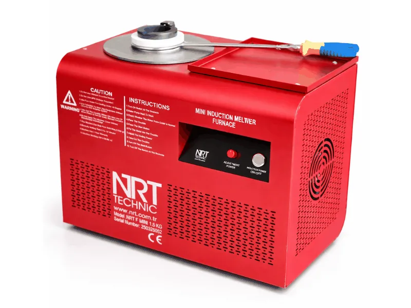 NRT mini indüksiyon eritme ocağı – kuyumcu atölyesinde 220V ile altın ve gümüş eritme