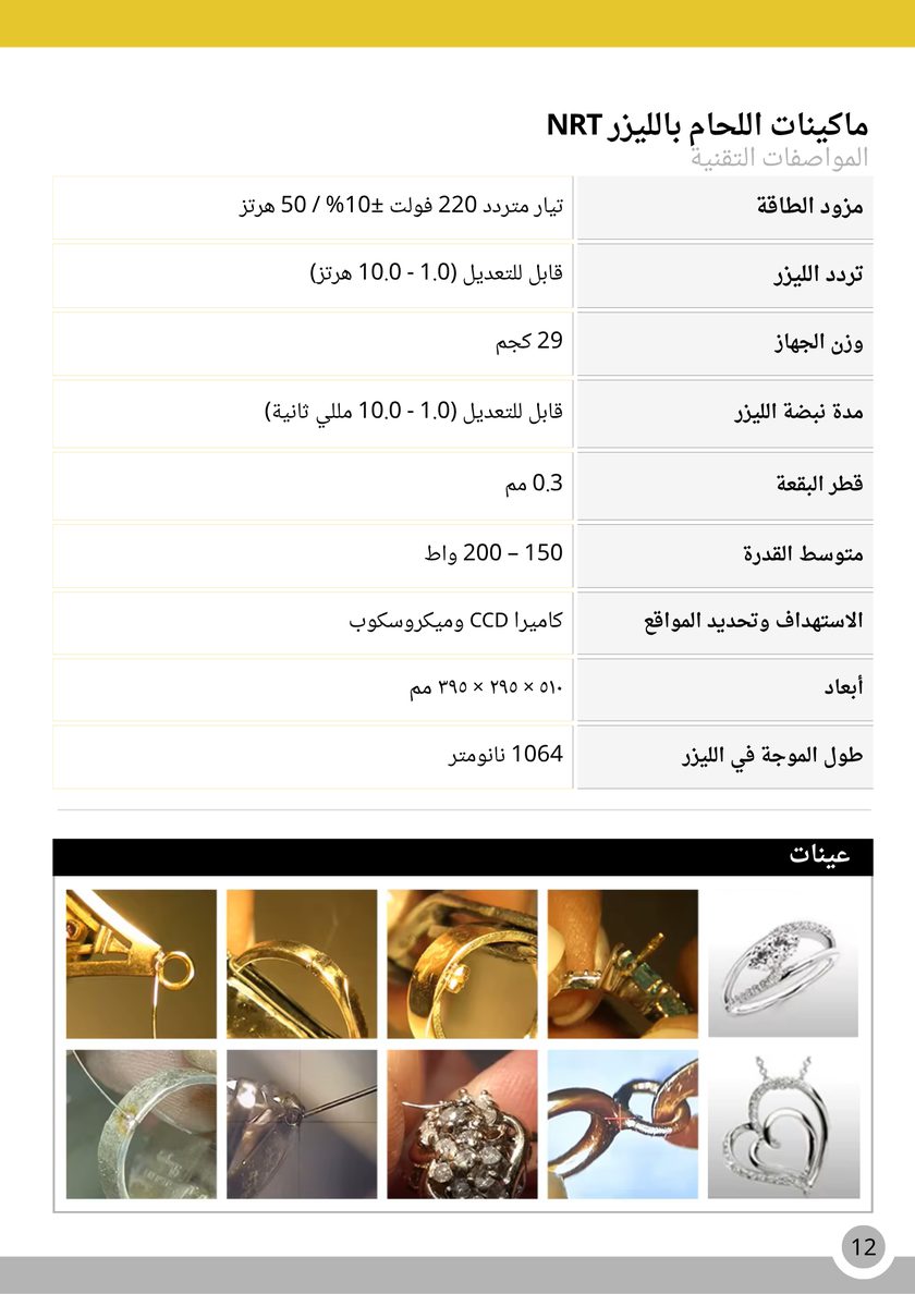 NRT Technic ماكينة اللحام بالليزر – جدول المواصفات التقنية, صفحة الكتالوج 12
