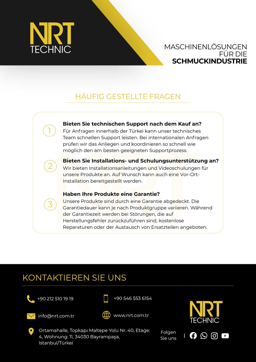 NRT Technic – häufige Fragen und Kontaktdaten – Katalog-Rückseite