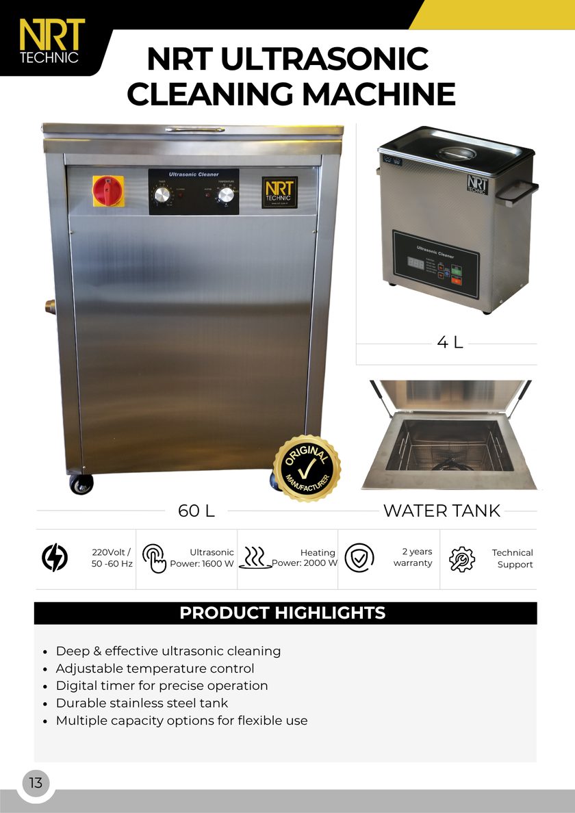 NRT Technic Ultrasonic Cleaning Machines – product overview and key features, catalog page 13
