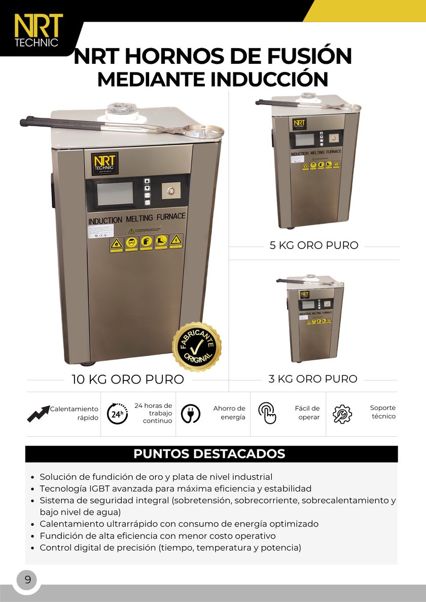 NRT Technic Horno de fundición por inducción grande – presentación del producto y características principales, página 11 del catálogo