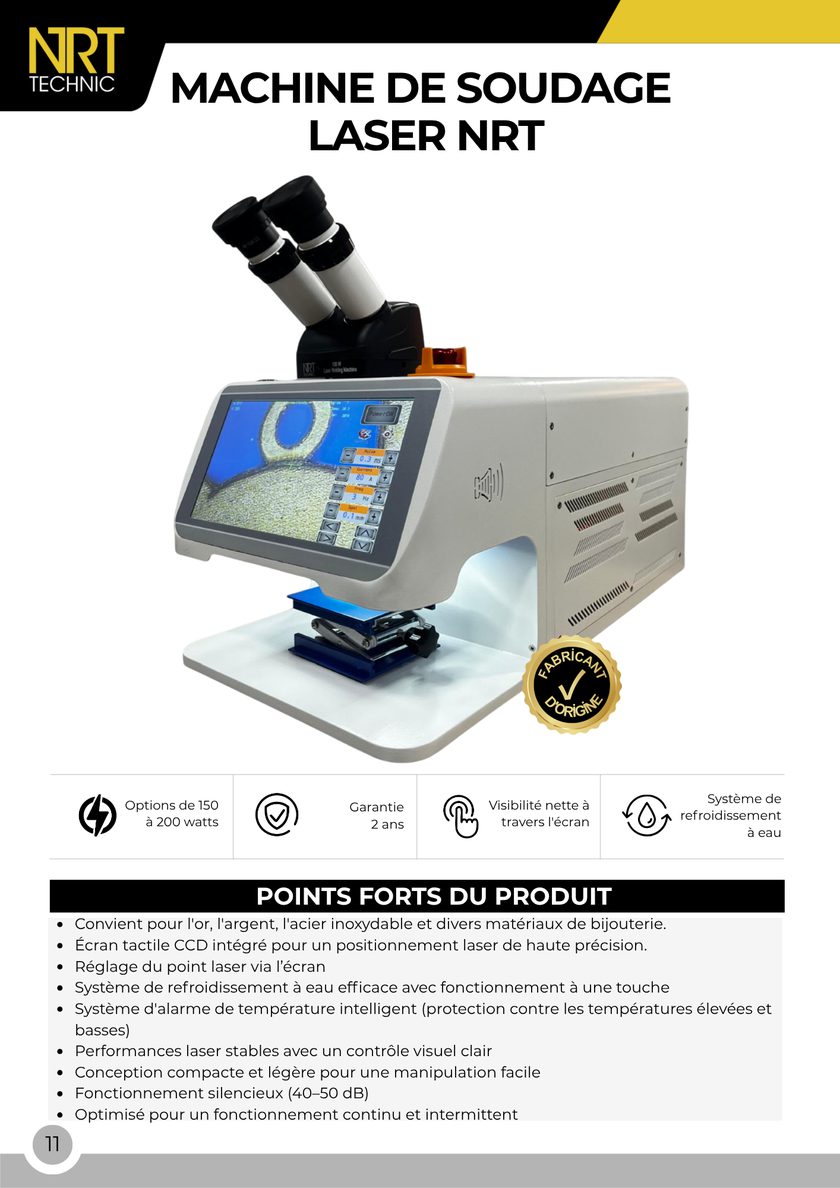 NRT Technic Machine de soudage laser – présentation du produit et caractéristiques principales, page 11 du catalogue