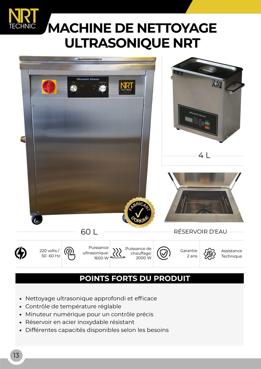 NRT Technic Nettoyeurs à ultrasons – présentation du produit et caractéristiques principales, page 13 du catalogue