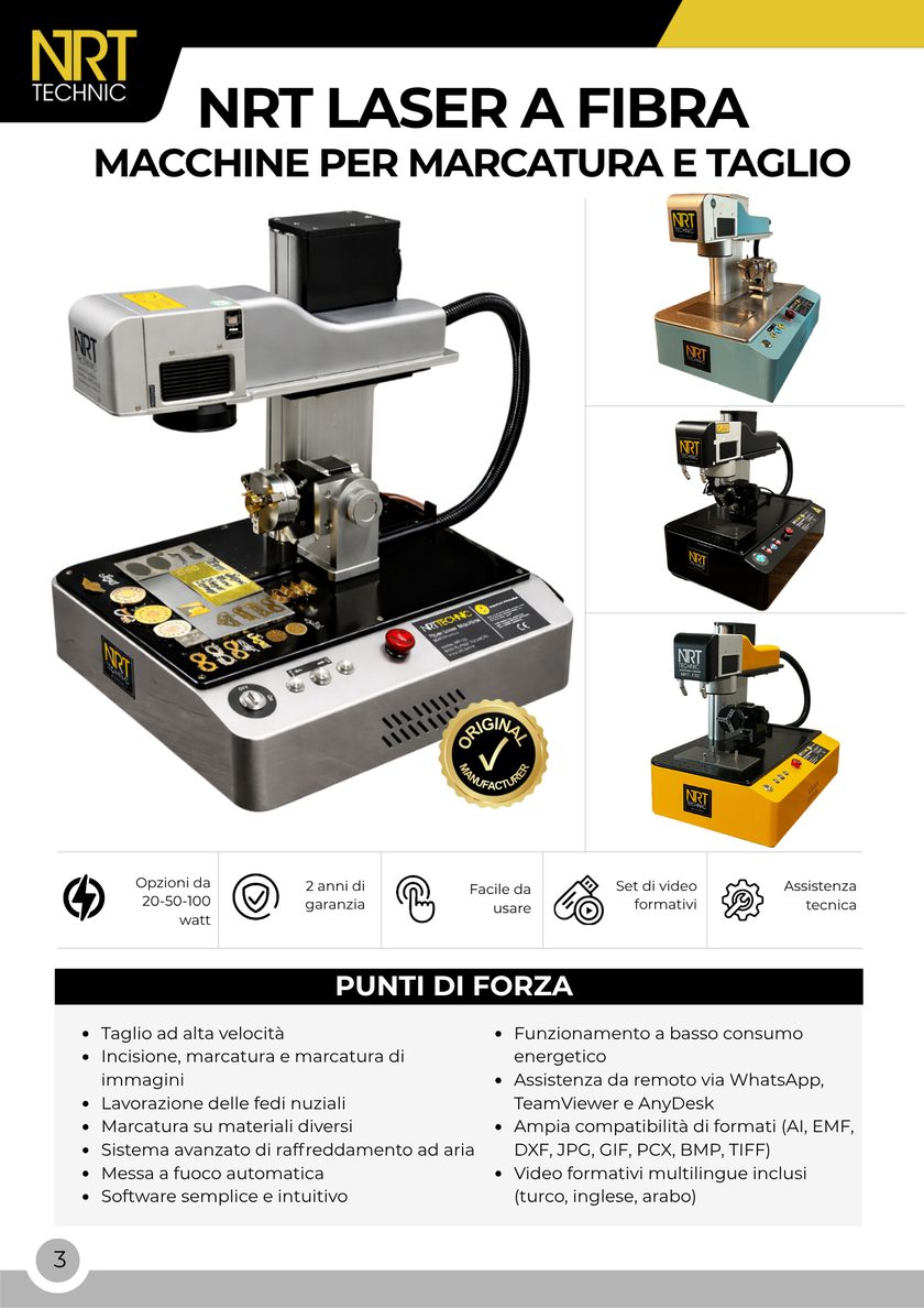 NRT Technic Marcatrice e Tagliatrice Laser Fibra – panoramica del prodotto e caratteristiche principali, pagina 3 del catalogo