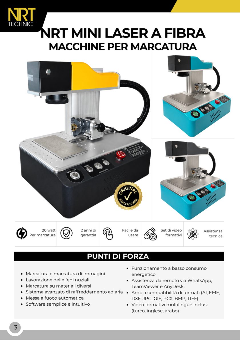 NRT Technic Mini Marcatrice Laser Fibra – panoramica del prodotto e caratteristiche principali, pagina 5 del catalogo