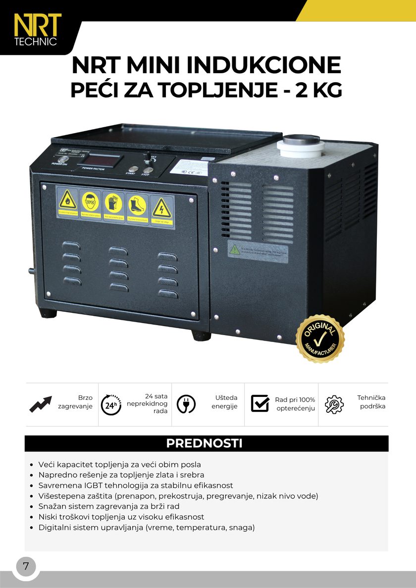 NRT Technic Mini indukciona peć za topljenje – 2 kg – opis i ključne karakteristike, strana kataloga 9