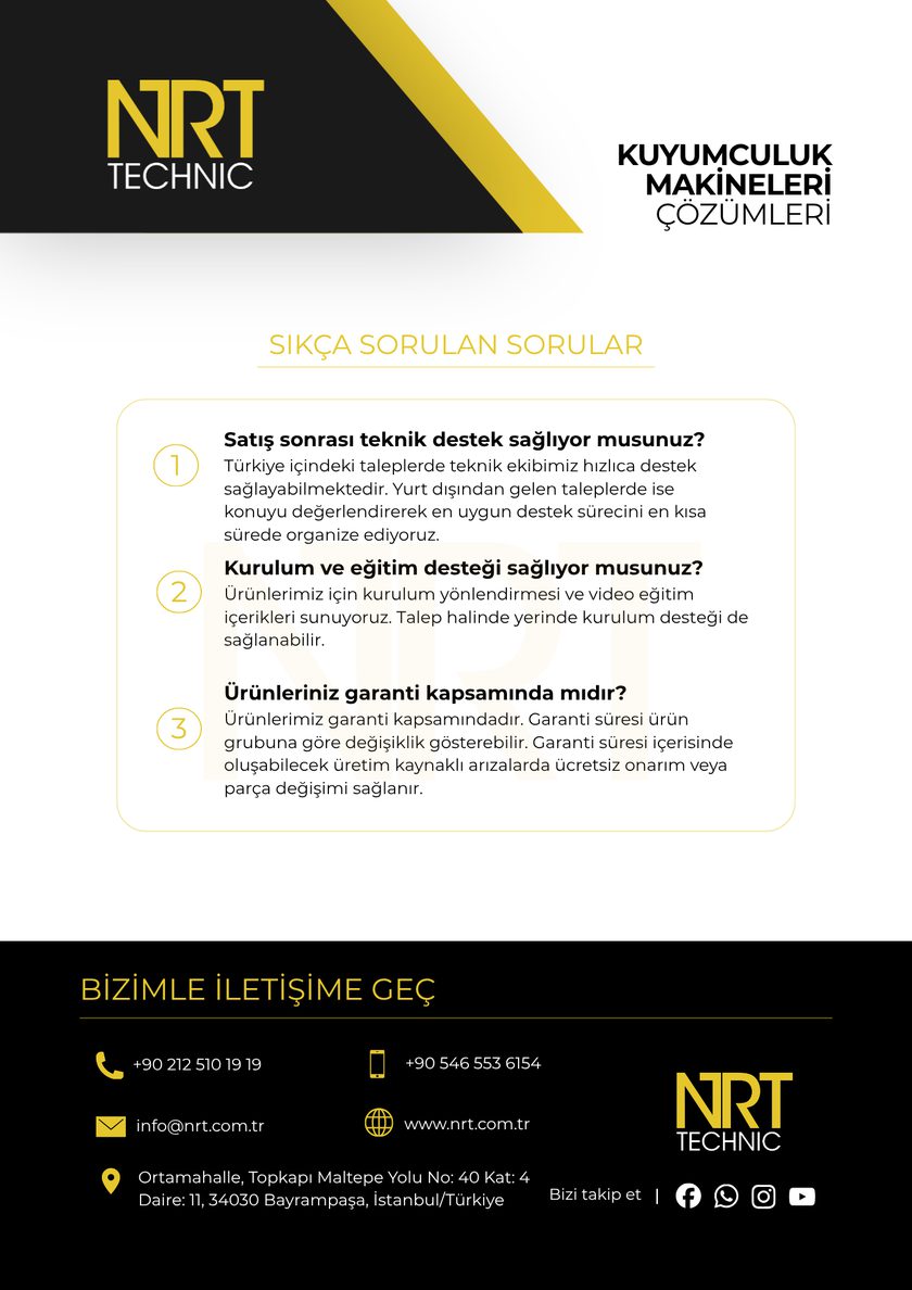 NRT Teknik – sıkça sorulan sorular ve iletişim bilgileri – katalog arka kapak