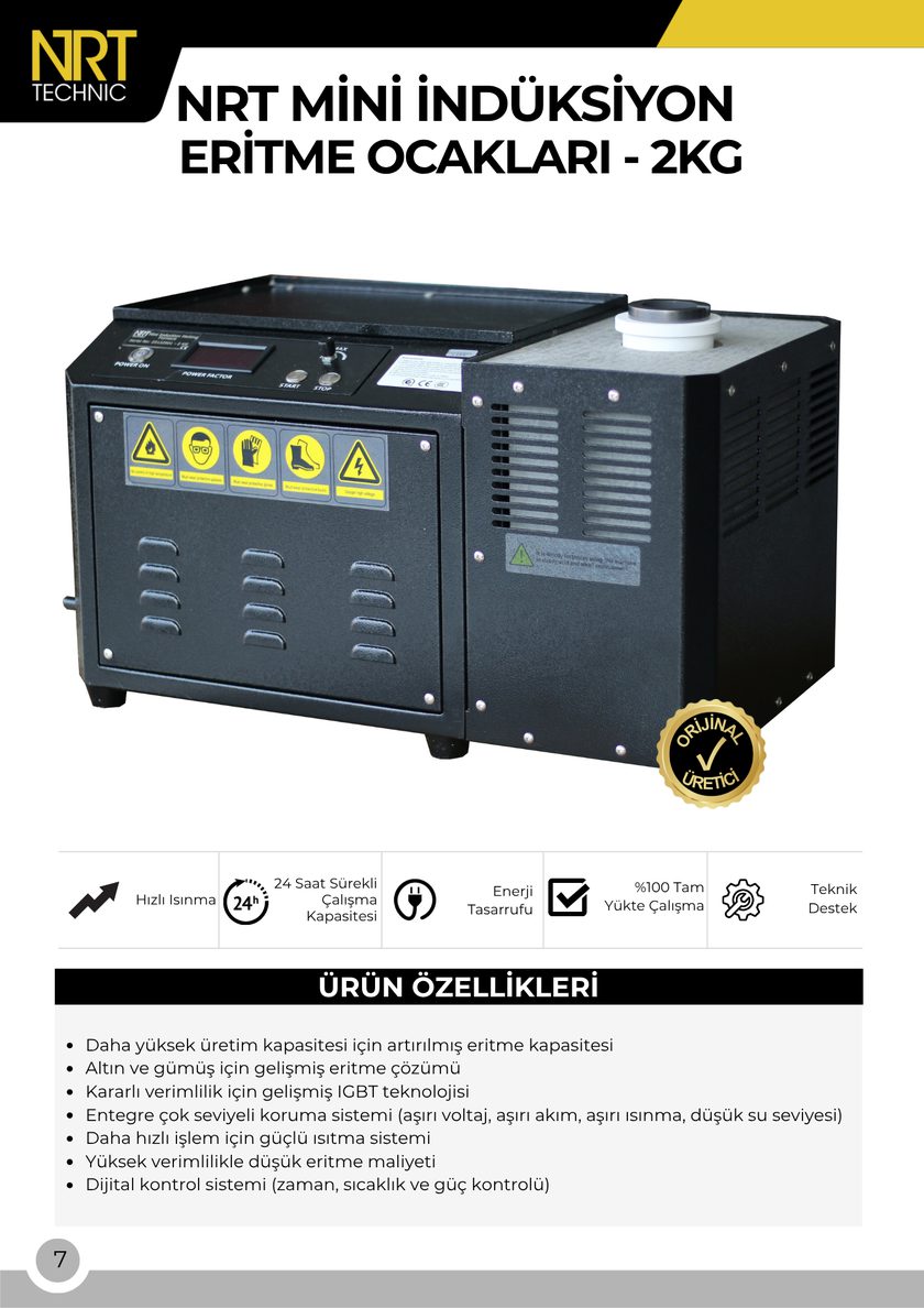 NRT Teknik Mini İndüksiyon Eritme Ocağı – 2 Kg – ürün tanıtımı ve öne çıkan özellikler, katalog sayfa 7